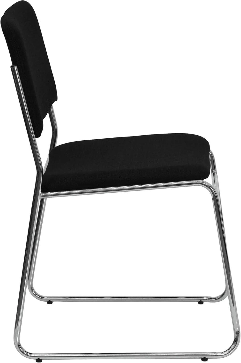 Flash Furniture HERCULES Series 500 lb. Capacity Black Fabric High Density Stacking Chair with Chrome Sled Base