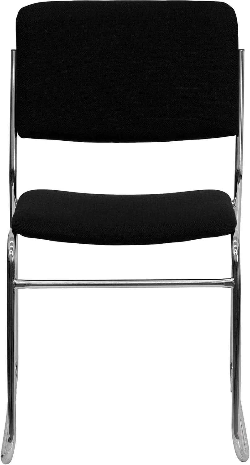 Flash Furniture HERCULES Series 500 lb. Capacity Black Fabric High Density Stacking Chair with Chrome Sled Base
