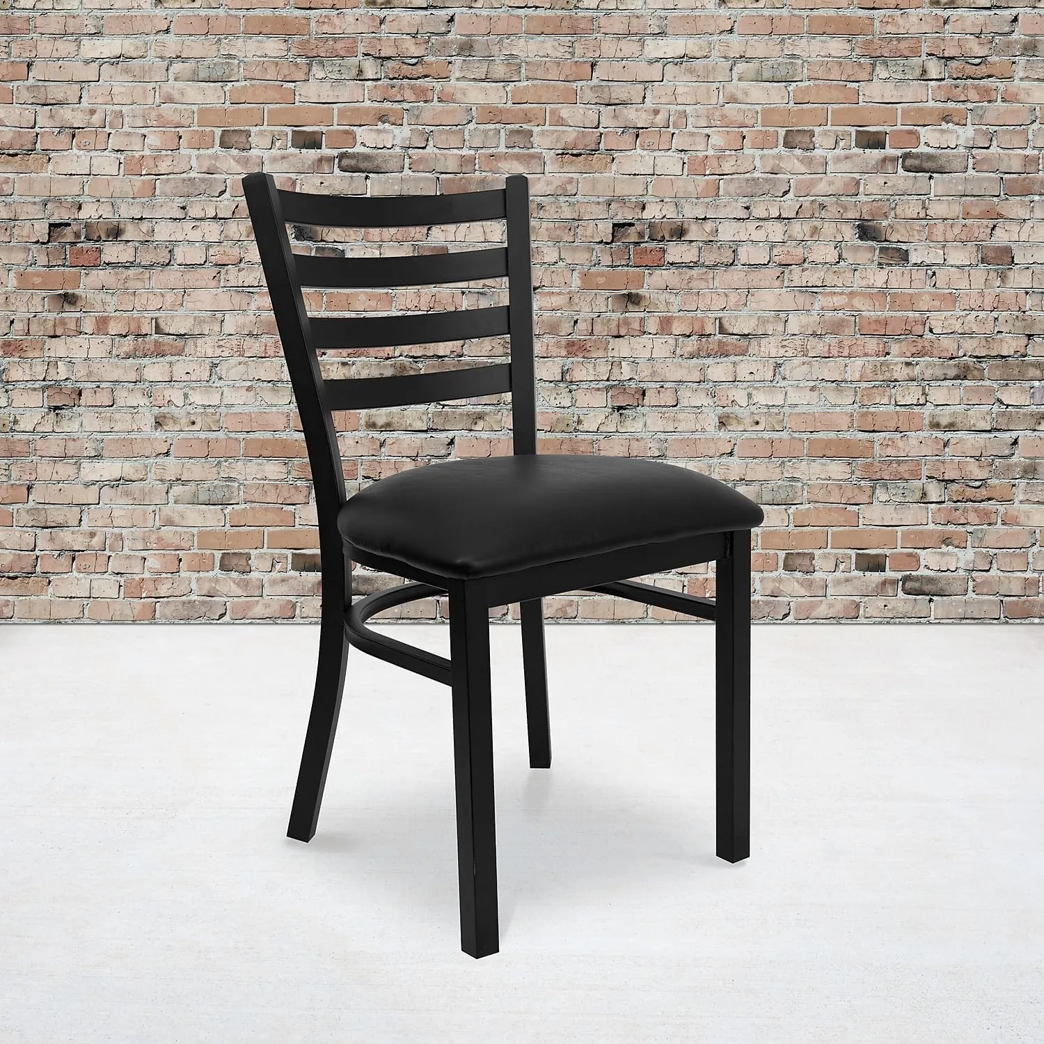Flash Furniture Hercules Series Commercial Ladder Back Restaurant Chairs, Modern Lightweight Metal Dining Chairs with Padded Seats, Set of 2, Black