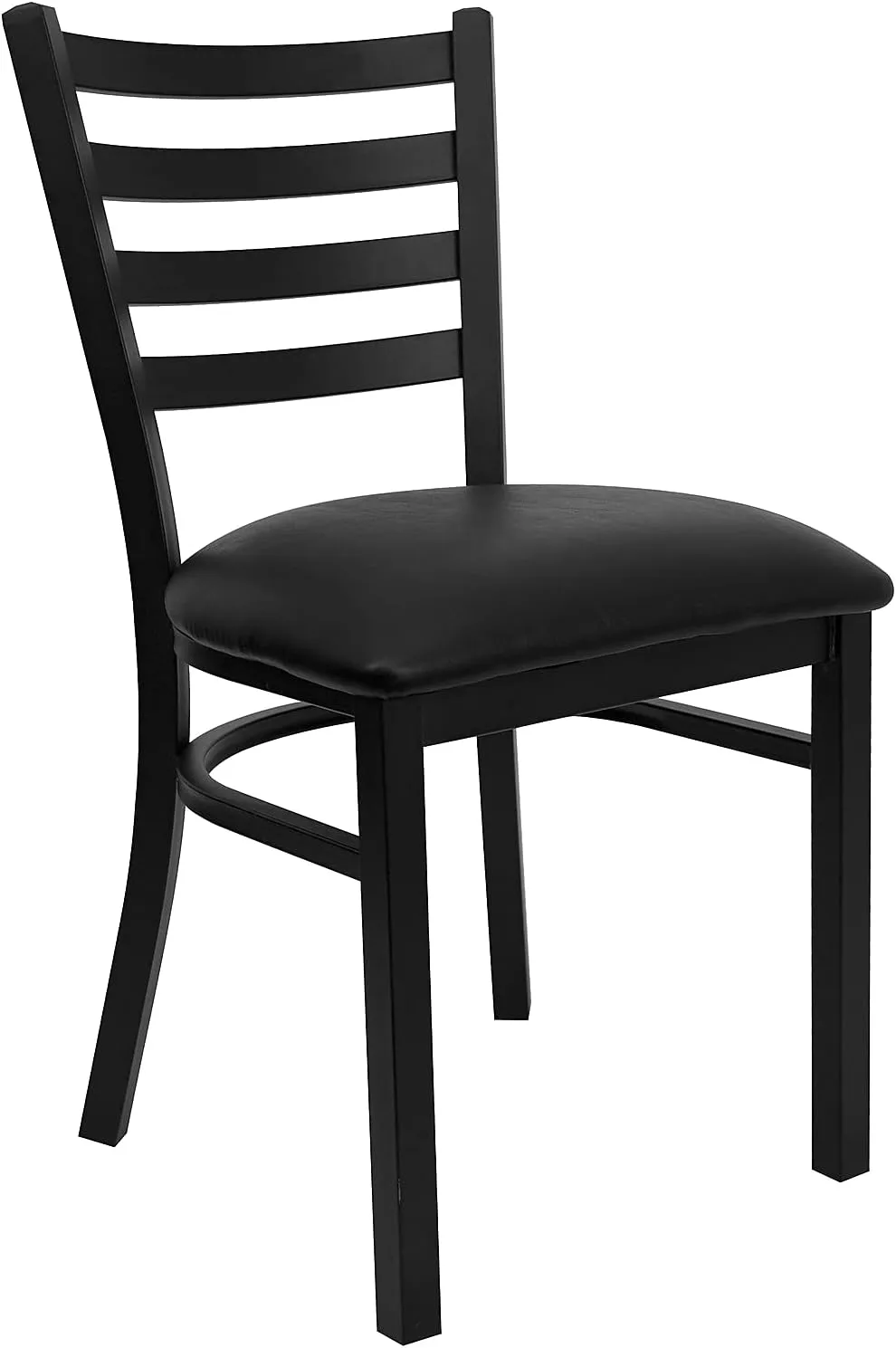 Flash Furniture Hercules Series Commercial Ladder Back Restaurant Chairs, Modern Lightweight Metal Dining Chairs with Padded Seats, Set of 2, Black
