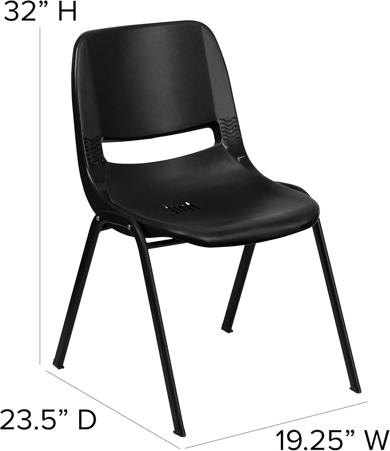 Flash Furniture Hercules Series Ergonomic Lightweight Shell School Chairs, Plastic Stacking Chairs, Set of 5, Black