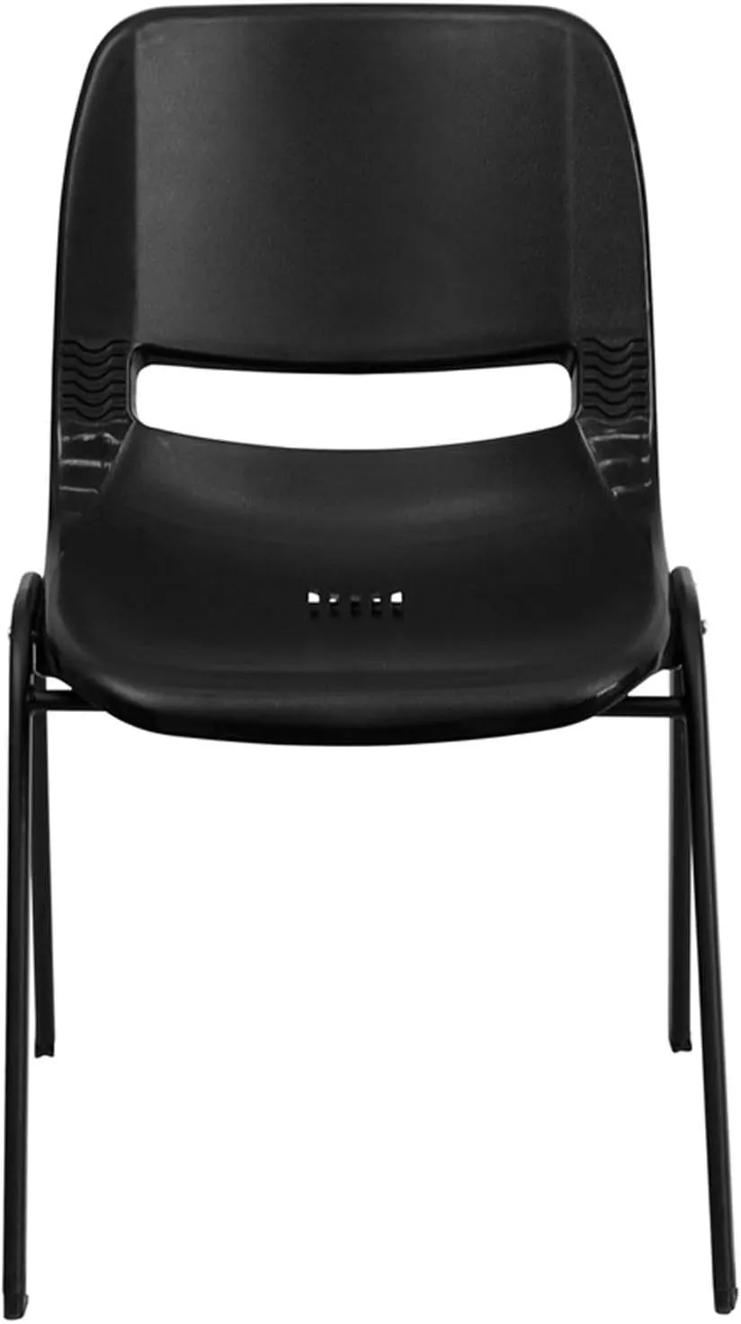 Flash Furniture Hercules Series Ergonomic Lightweight Shell School Chairs, Plastic Stacking Chairs, Set of 5, Black