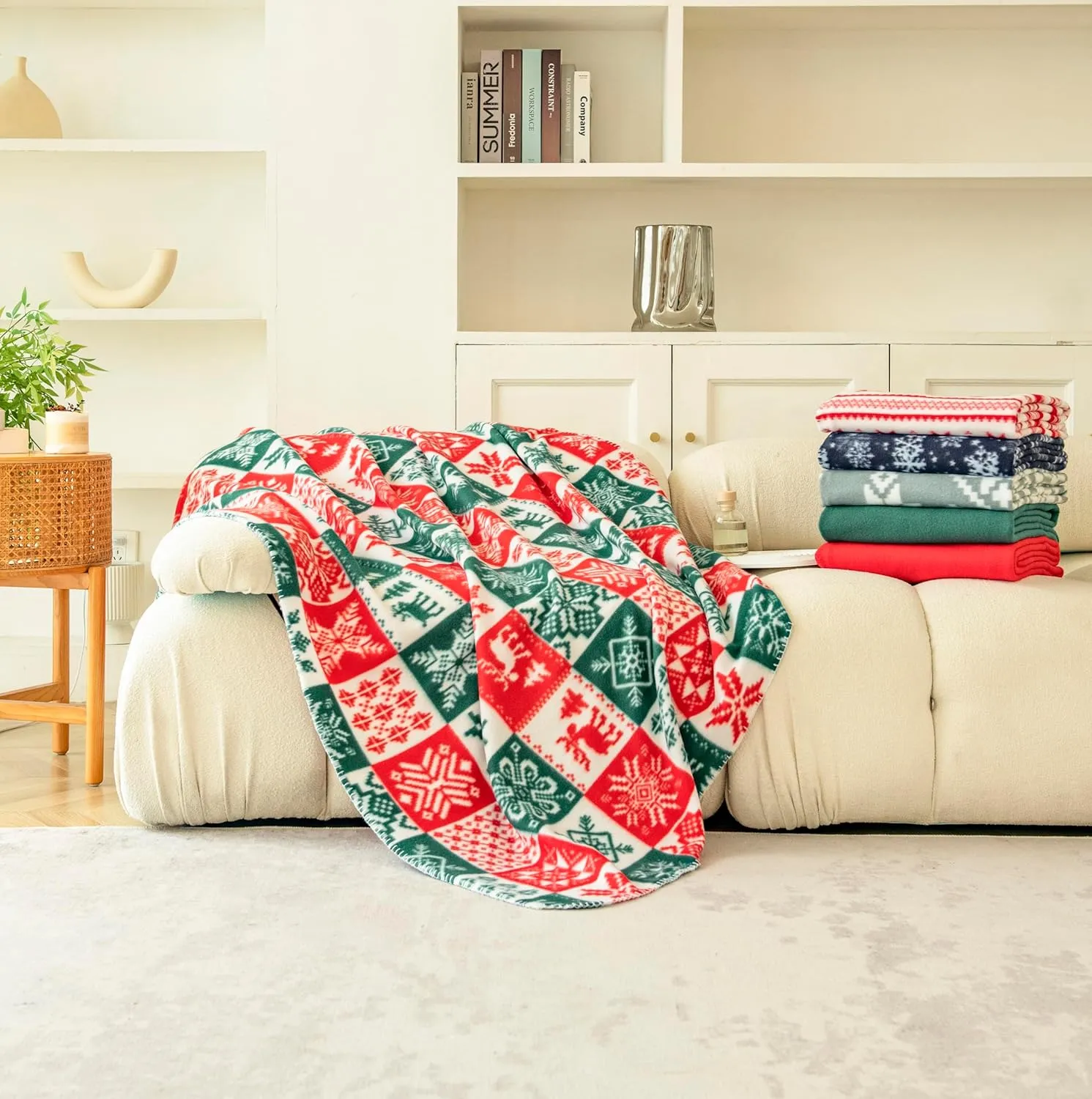 Fleece Throw Blankets Bulk Fleece Blankets for Christmas Wholesale Lightweight Warm Soft for Pet Bed Sofa Couch Office All Seasons Assorted 50x60 Inches Pack of 6