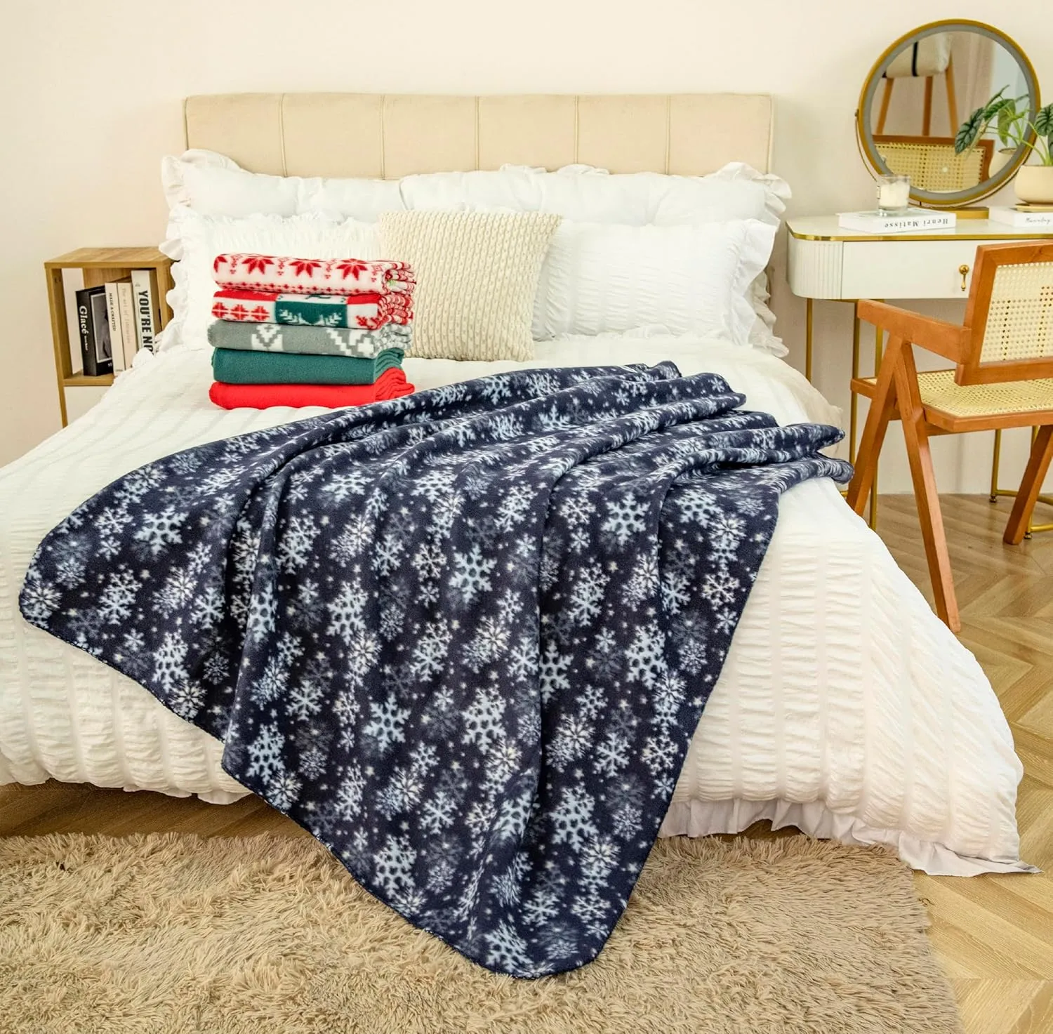 Fleece Throw Blankets Bulk Fleece Blankets for Christmas Wholesale Lightweight Warm Soft for Pet Bed Sofa Couch Office All Seasons Assorted 50x60 Inches Pack of 6