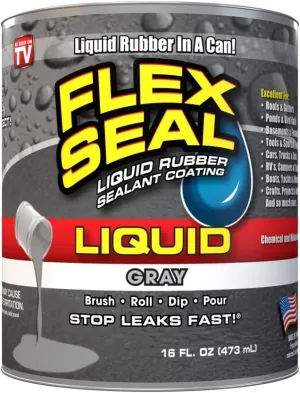 Flex Seal Liquid, 1 Gallon, Gray, Liquid Rubber Coating Sealant, Waterproof, Flexible, Breathable, and UV Resistant, Roof Repair, Basements, RV, Campers, Trailers, Marine, EPDM, Masonry