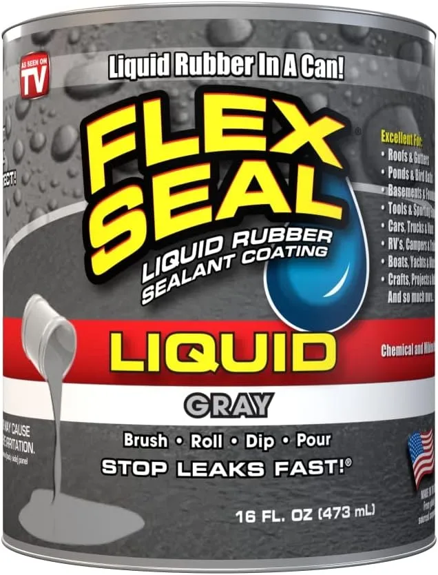 Flex Seal Liquid, 1 Gallon, Gray, Liquid Rubber Coating Sealant, Waterproof, Flexible, Breathable, and UV Resistant, Roof Repair, Basements, RV, Campers, Trailers, Marine, EPDM, Masonry