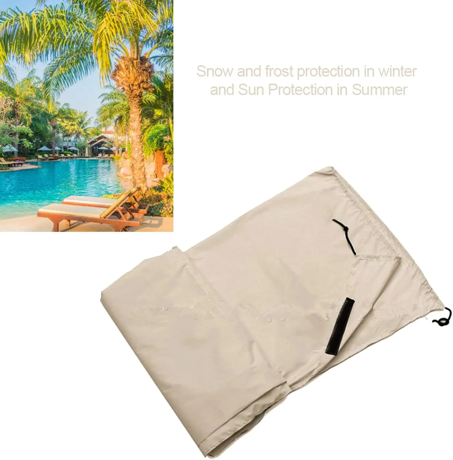 FLEXMAN Swimming Pool Reel Protective Cover, Open Air Swimming Pool 190T Polyester Taffeta Silver Coated Waterproof Fabric Protector, Heavy Duty Pool Covers (M：550 * 96cm)