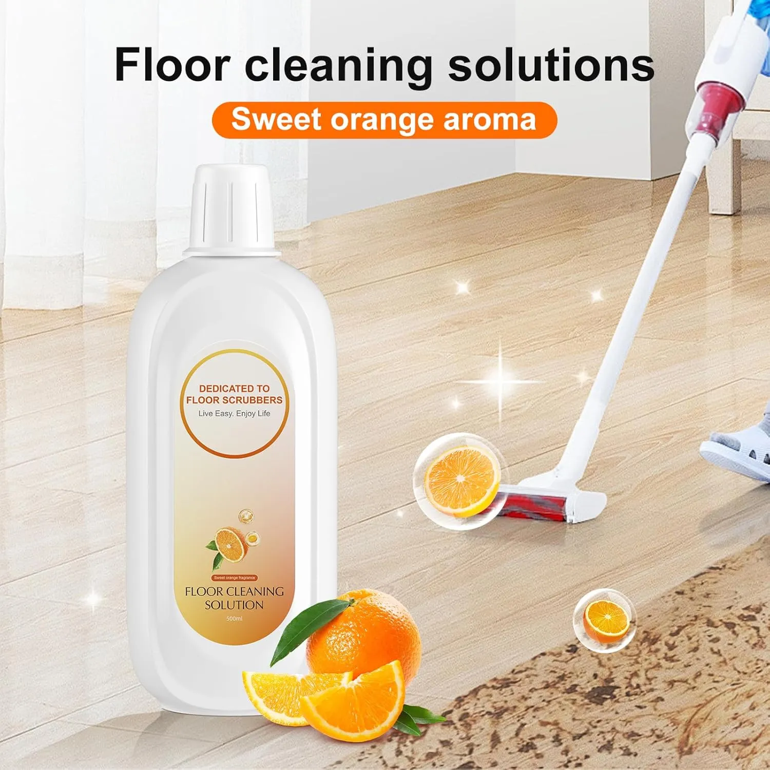 Floor Cleaning Solution Compatible With Tineco, Deep Cleans for Multiple Hard Floors, Suitable With All Robot Vacuums with Mopping and Cordless Wet/Dry Vacuum Mop (Sweet Orange 2 Bottle)