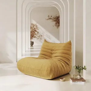 Foam Floor Lazy Couch Bean Bag Chair Sofa Fireside Lounger Couches for Adults Oversize Corduroy Cozy Chair for Home, Apartment and Gaming Venue,Yellow