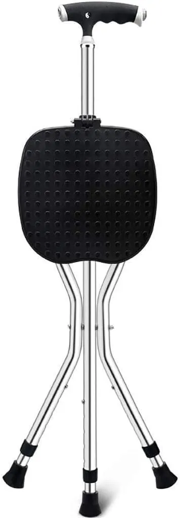 Foldable Chair, Retractable Lightweight Stick with LED Light Angle for Elderly Outdoor Travel Fishing Rest Stool