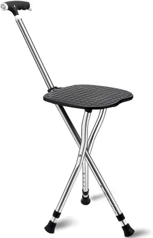 Foldable Chair, Retractable Lightweight Stick with LED Light Angle for Elderly Outdoor Travel Fishing Rest Stool