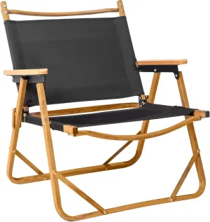 Folding Camping Chair, Aluminum Outdoor Beach Chair with Solid Wood Armrest, Portable Collapsible Chair for Hiking Lawn Camping Picnic Park