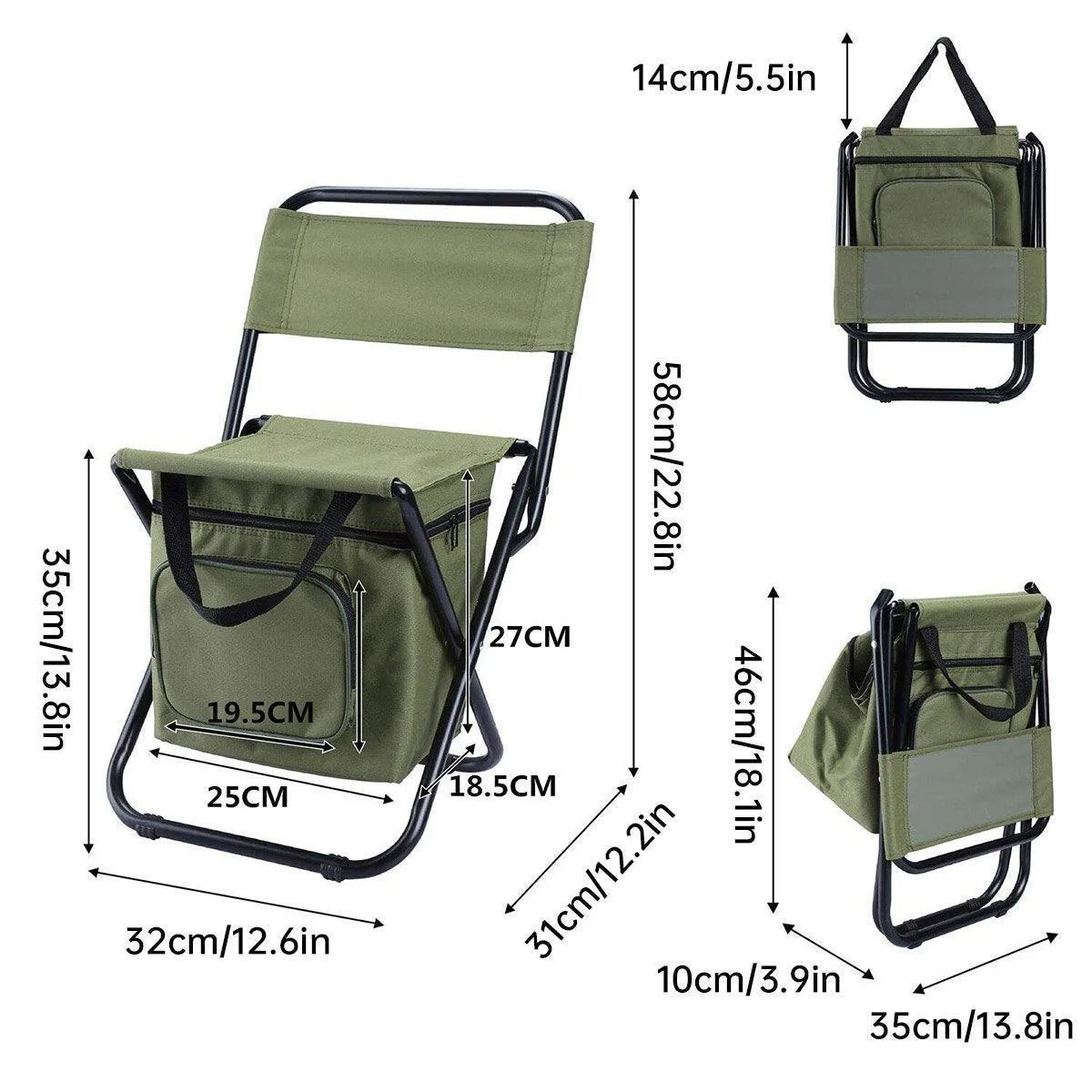 Folding Camping Chair Backpack Lightweight Outdoor Fishing Stool Portable Seat