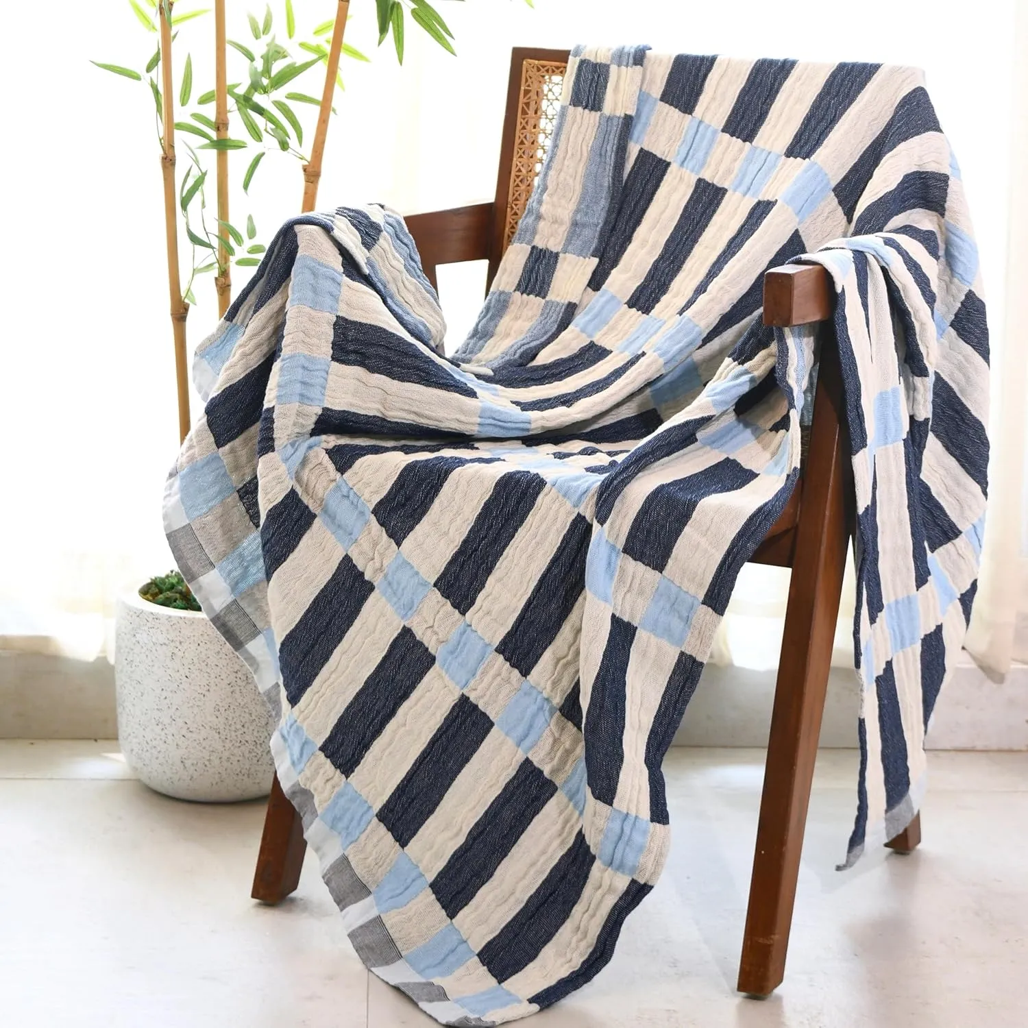 Folkulture Throw Blanket for Couch 50" x 60", 100% Recycled Cotton Couch Blanket and Throws for Chair, Boho Throws Blankets for Bed or Bed Throws for Sofa, Lightweight Throws