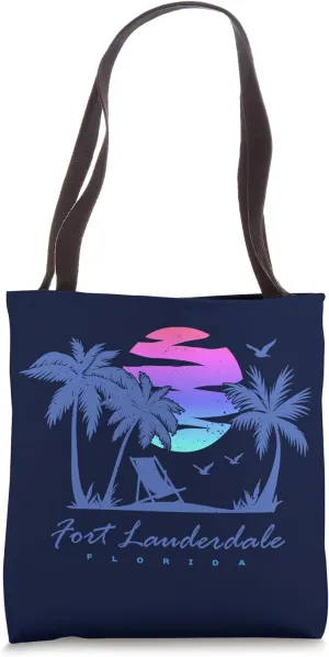 FORT LAUDERDALE FLORIDA Beach Vacation Retro Vintage Sunset Tote Bag