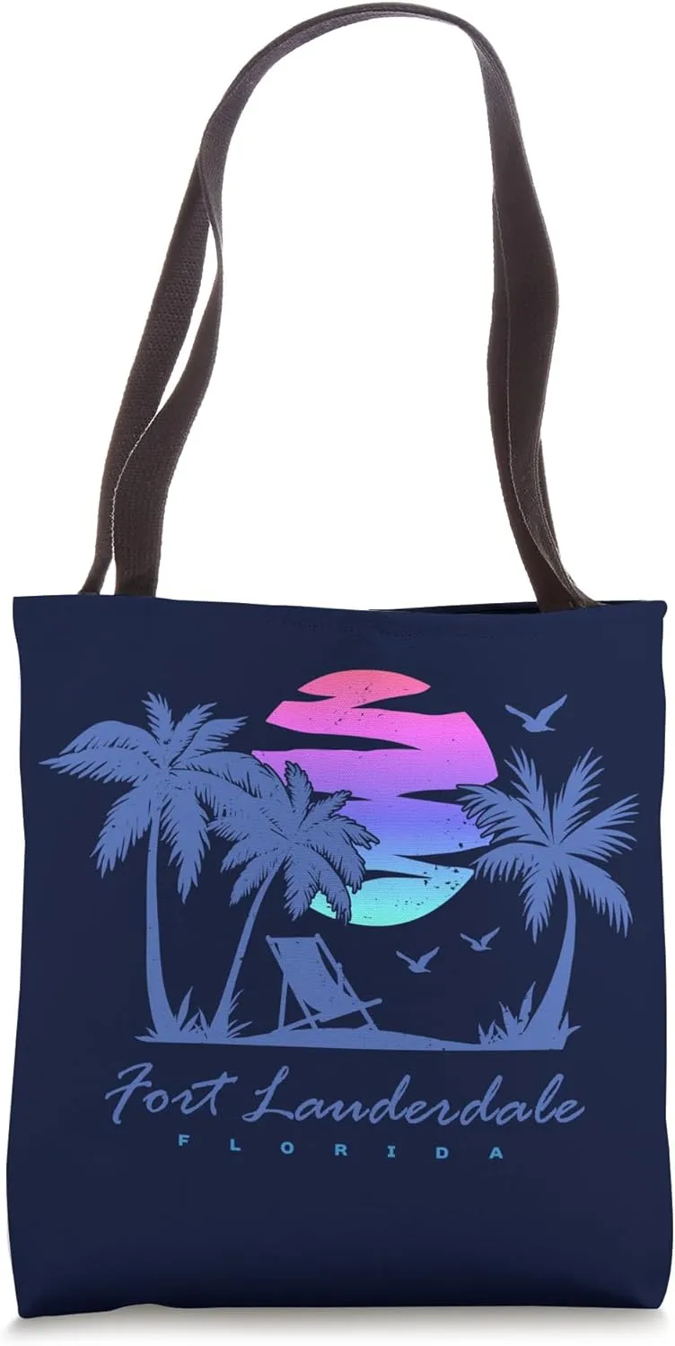 FORT LAUDERDALE FLORIDA Beach Vacation Retro Vintage Sunset Tote Bag