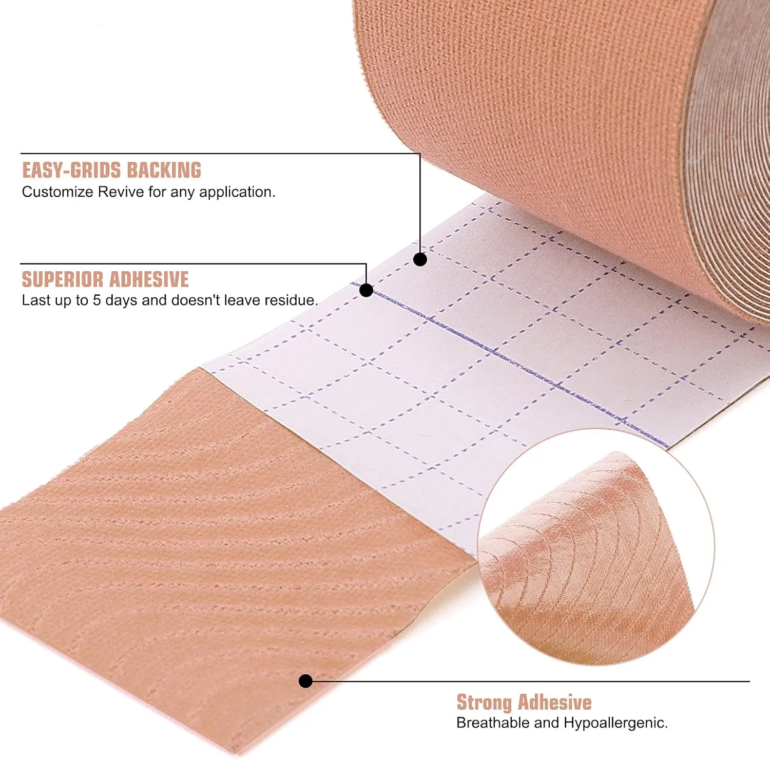FOU Kinesiology Tape Kinetic Tape (8 Rolls) Waterproof Athletic Sports Tape Physio Tape for Knees, Shoulder, Ankles, Elbow, Pain Relief,Joint Support and Recovery Uncut 1inch 16.4ft Roll(Beige)