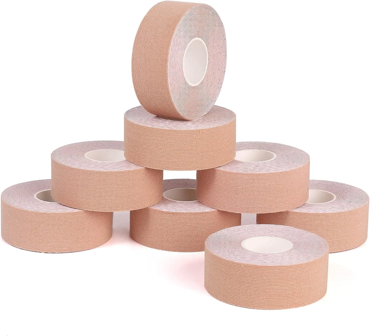 FOU Kinesiology Tape Kinetic Tape (8 Rolls) Waterproof Athletic Sports Tape Physio Tape for Knees, Shoulder, Ankles, Elbow, Pain Relief,Joint Support and Recovery Uncut 1inch 16.4ft Roll(Beige)