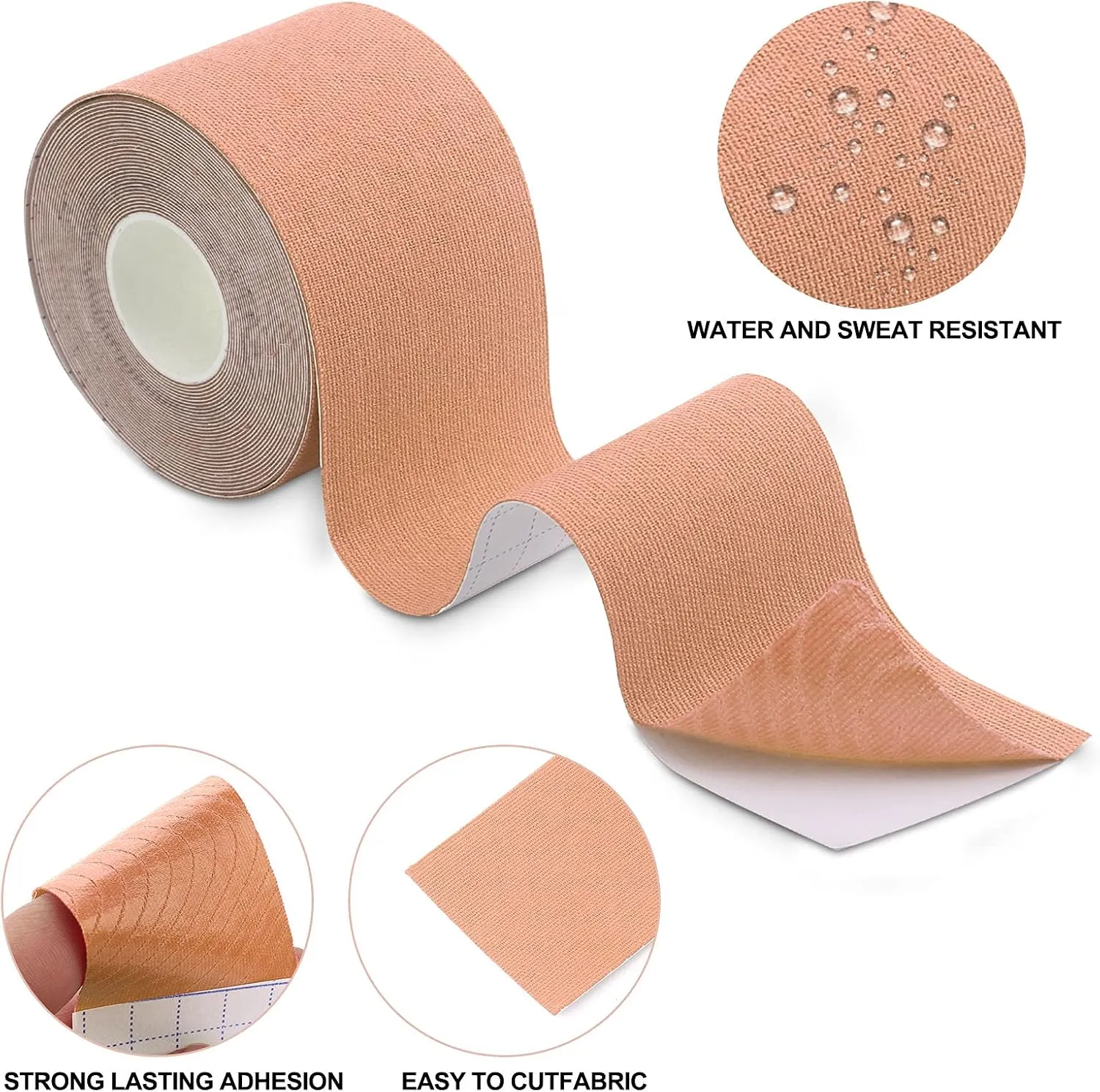 FOU Kinesiology Tape Kinetic Tape (8 Rolls) Waterproof Athletic Sports Tape Physio Tape for Knees, Shoulder, Ankles, Elbow, Pain Relief,Joint Support and Recovery Uncut 1inch 16.4ft Roll(Beige)