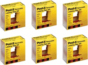 FRED'S FAVORITE Labeling Tape 695, 2 in x 36 yds, Removable, White (6 Pack)