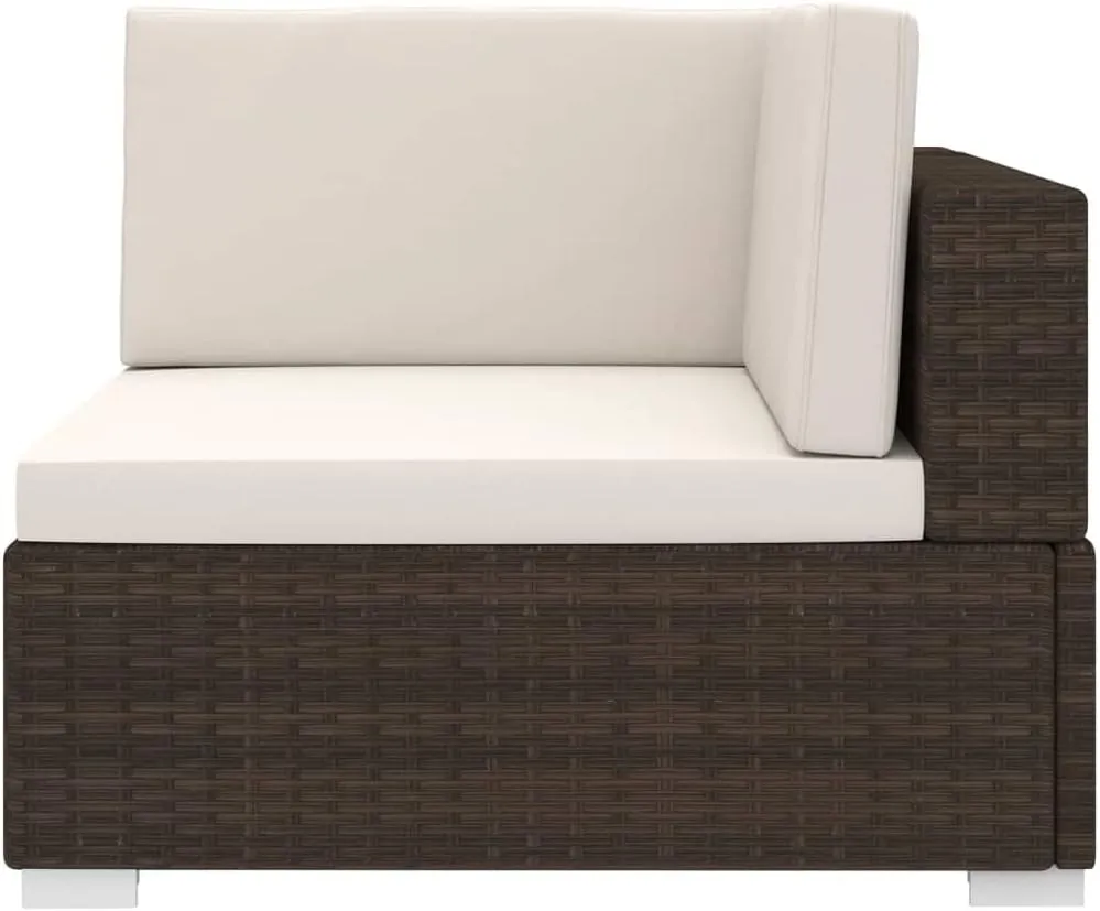 Front Porch Chairs, Outdoor Lounge Chair, Sectional Corner Chair with Cushions, Easy to Clean Suitable for Patio, Deck, Front Porch, Garden Poly Rattan Brown