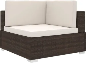 Front Porch Chairs, Outdoor Lounge Chair, Sectional Corner Chair with Cushions, Easy to Clean Suitable for Patio, Deck, Front Porch, Garden Poly Rattan Brown