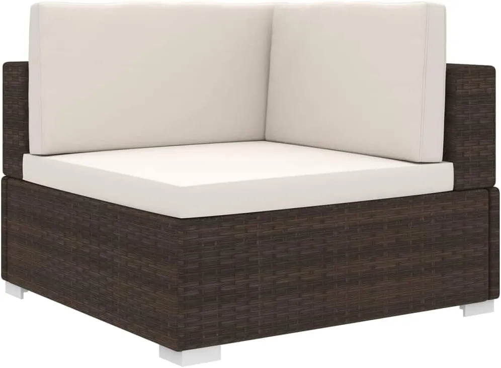 Front Porch Chairs, Outdoor Lounge Chair, Sectional Corner Chair with Cushions, Easy to Clean Suitable for Patio, Deck, Front Porch, Garden Poly Rattan Brown