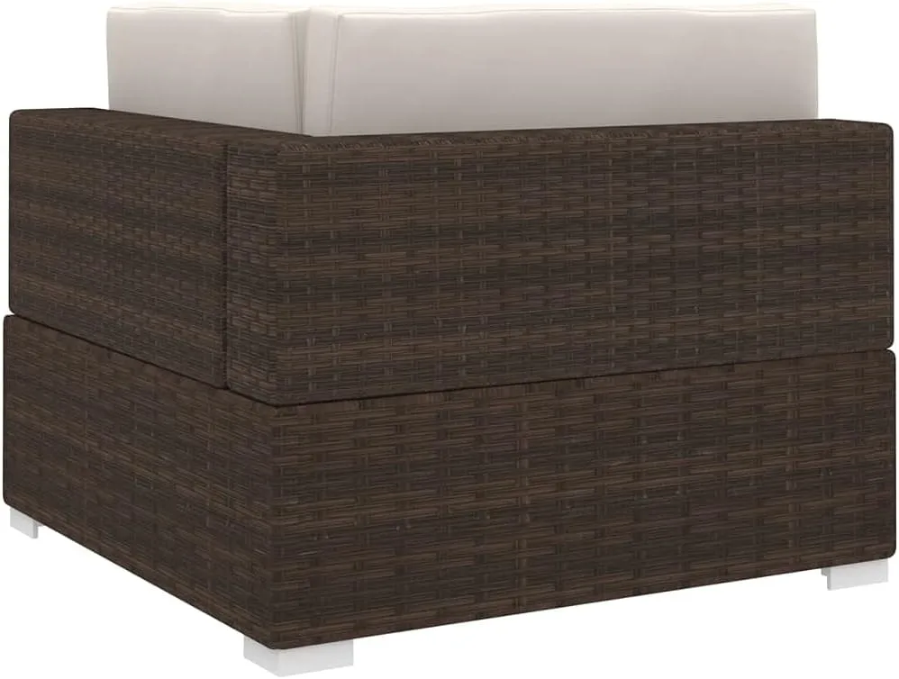 Front Porch Chairs, Outdoor Lounge Chair, Sectional Corner Chair with Cushions, Easy to Clean Suitable for Patio, Deck, Front Porch, Garden Poly Rattan Brown