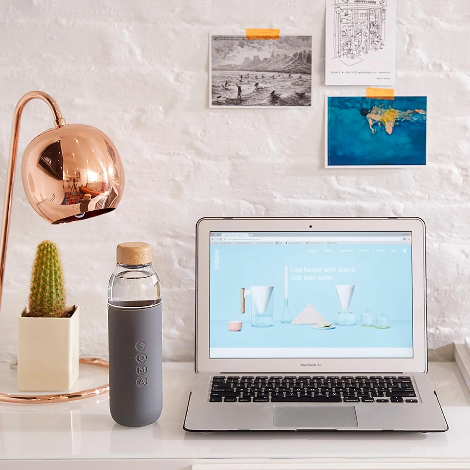 Full Circle Home Soma Glass Water Bottle, Grey