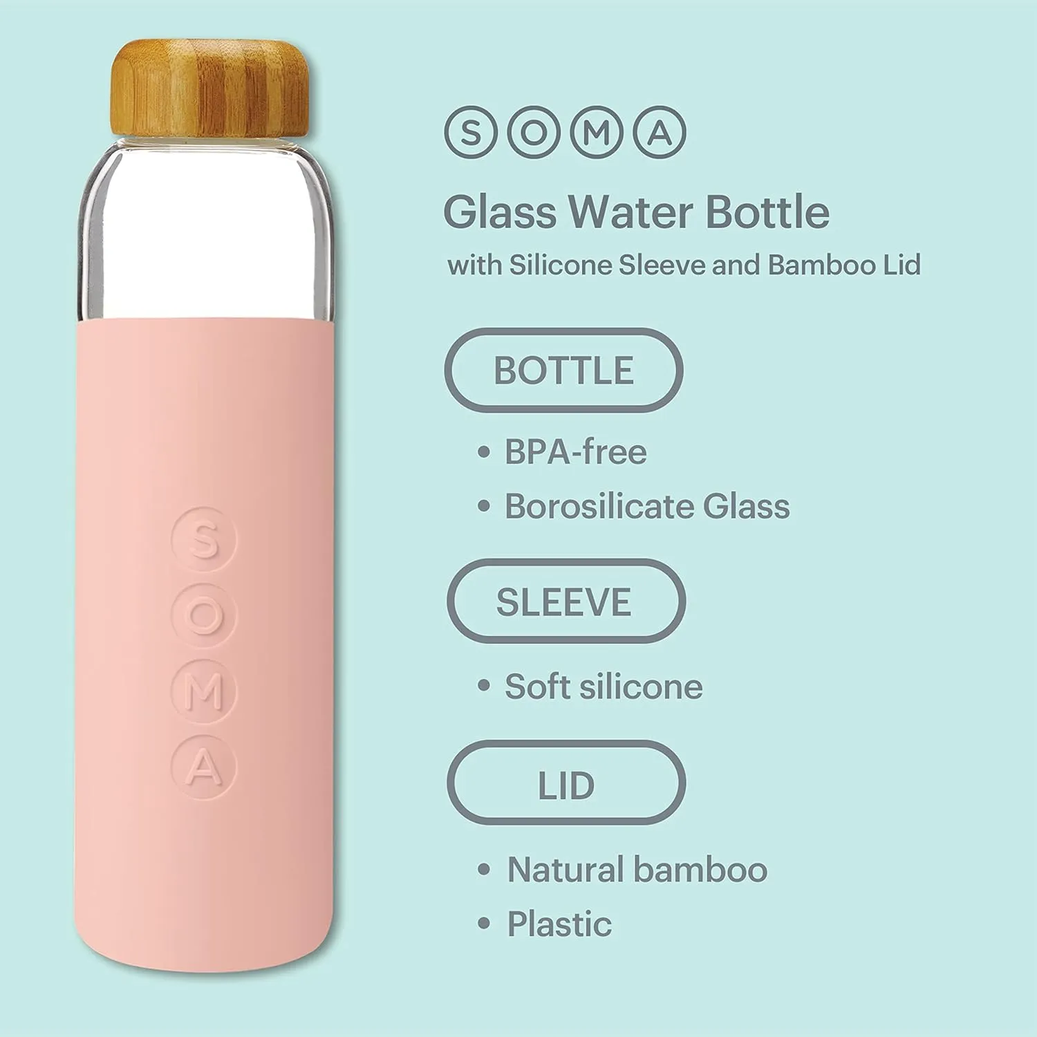 Full Circle Home V.2 17 oz. Glass Water Bottle - Blush