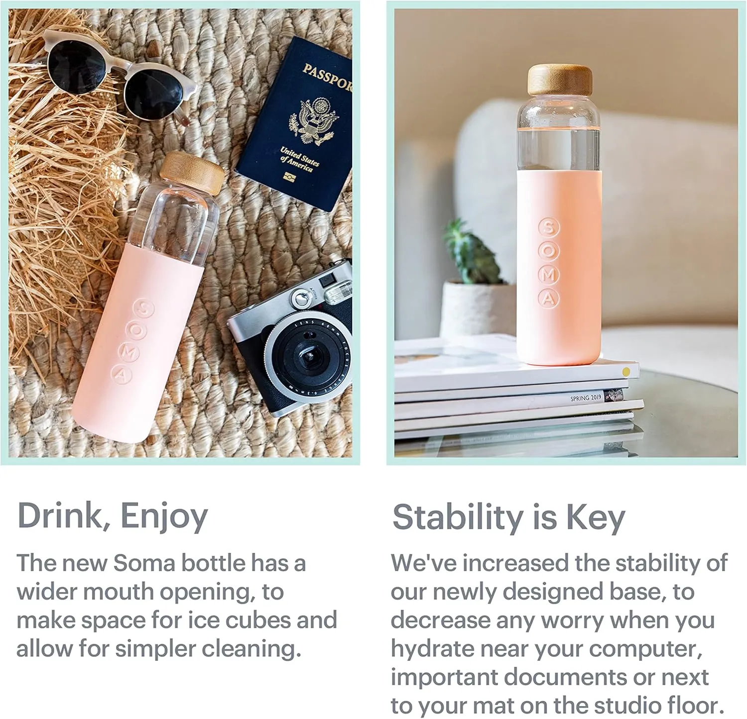 Full Circle Home V.2 17 oz. Glass Water Bottle - Blush
