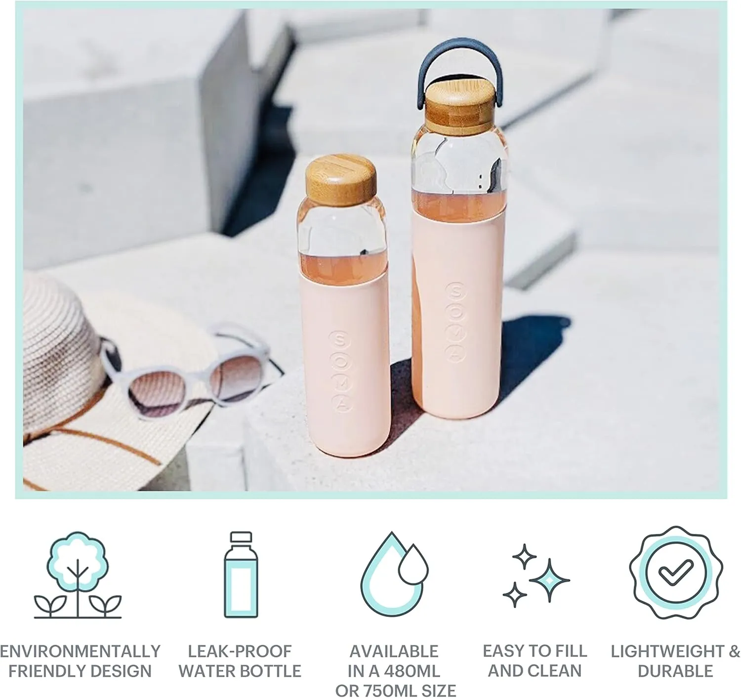 Full Circle Home V.2 17 oz. Glass Water Bottle - Blush