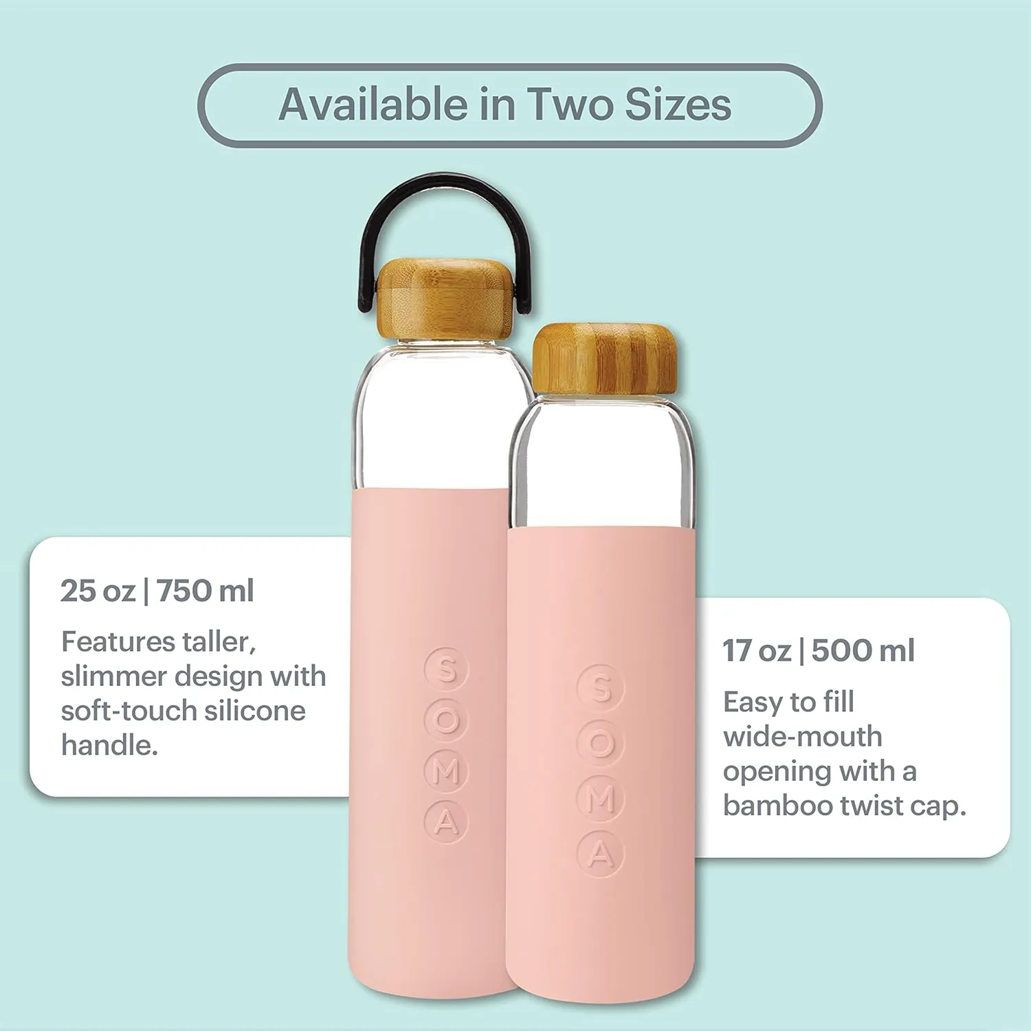 Full Circle Home V.2 17 oz. Glass Water Bottle - Blush