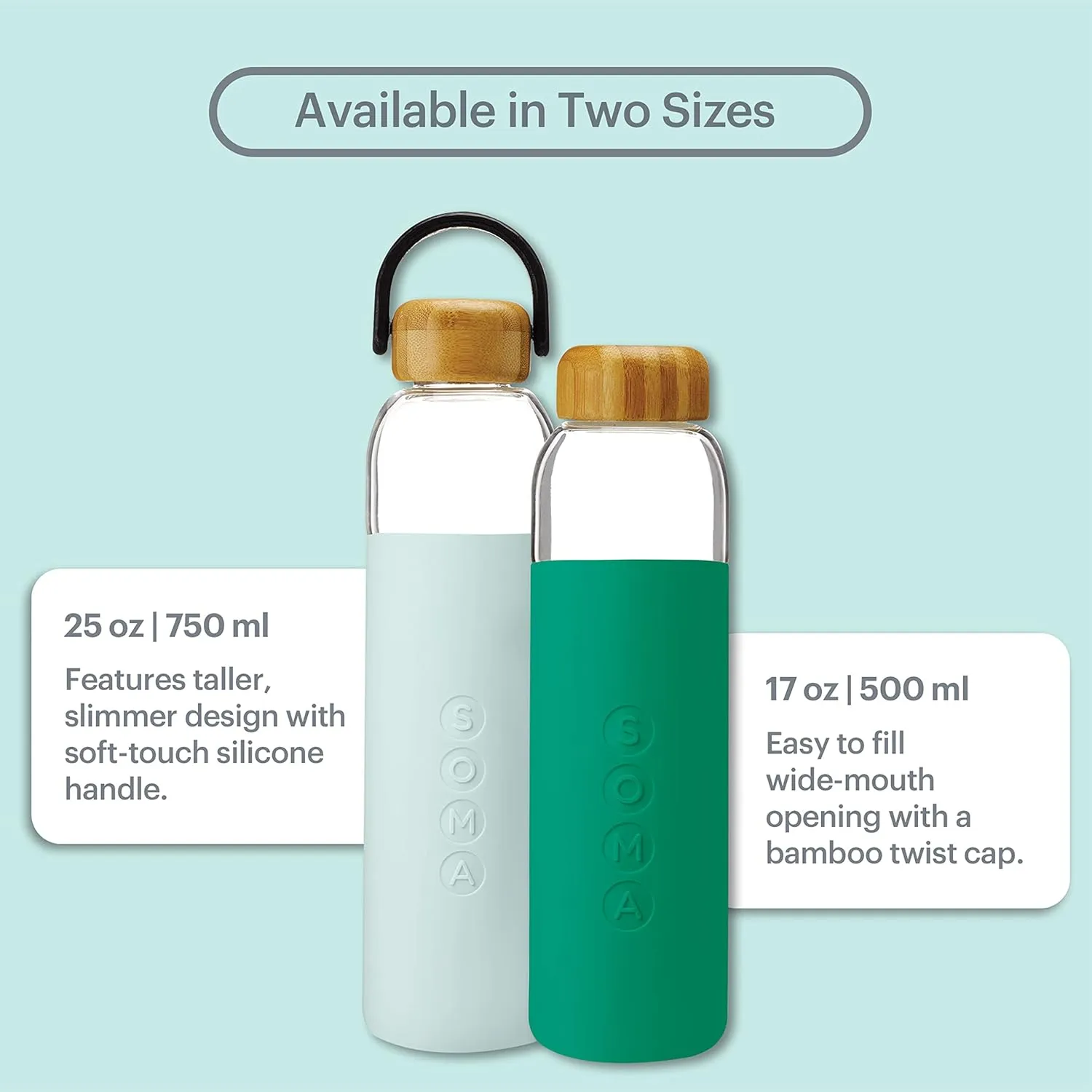 Full Circle Home V.2 17 oz. Glass Water Bottle - Emerald
