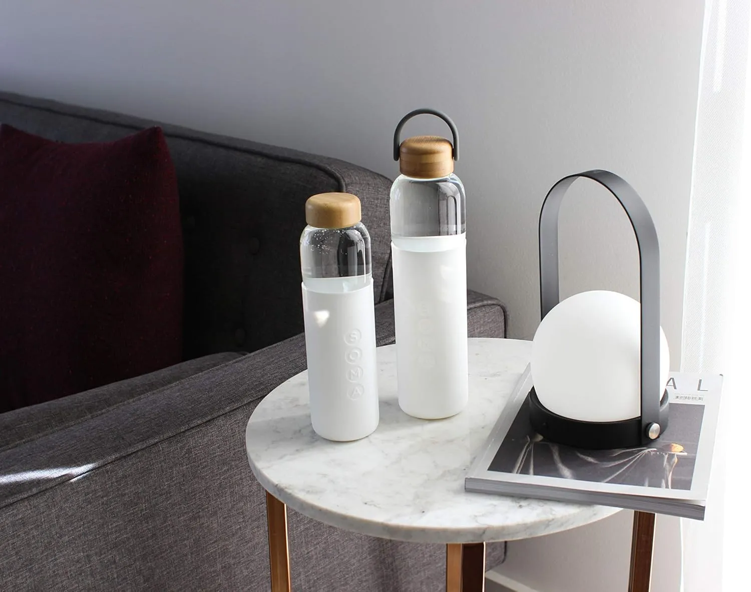 Full Circle Home V.2 17 oz. Glass Water Bottle - White
