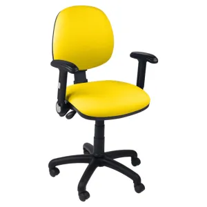 Function operator chair, mid back, black base, folding arms, standard castor, fabric upholstery, yellow