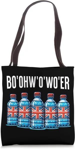 Funny British Vacation Bottle Of Water And Britain Londoner Tote Bag