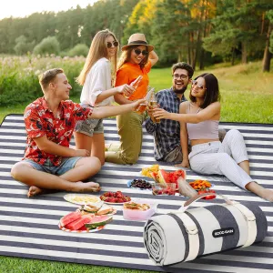 G GOOD GAIN Picnic Blankets Waterproof - 80"x80" Outdoor Blanket Extra Large Sand Free Foldable with Carry Strap for Beach, Camping, Park Grass, Hiking, Travel, Concerts, Indoor(Denim Blue)