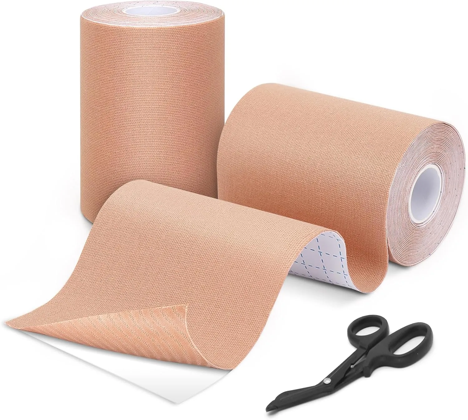 GALLOP Kinesiology Tape(2 Rolls) 4-inch Extra Wide, 16.4ft Each - Premium Elastic Muscle Support Tape (Beige（2 Roll   Bandage Scissors）)