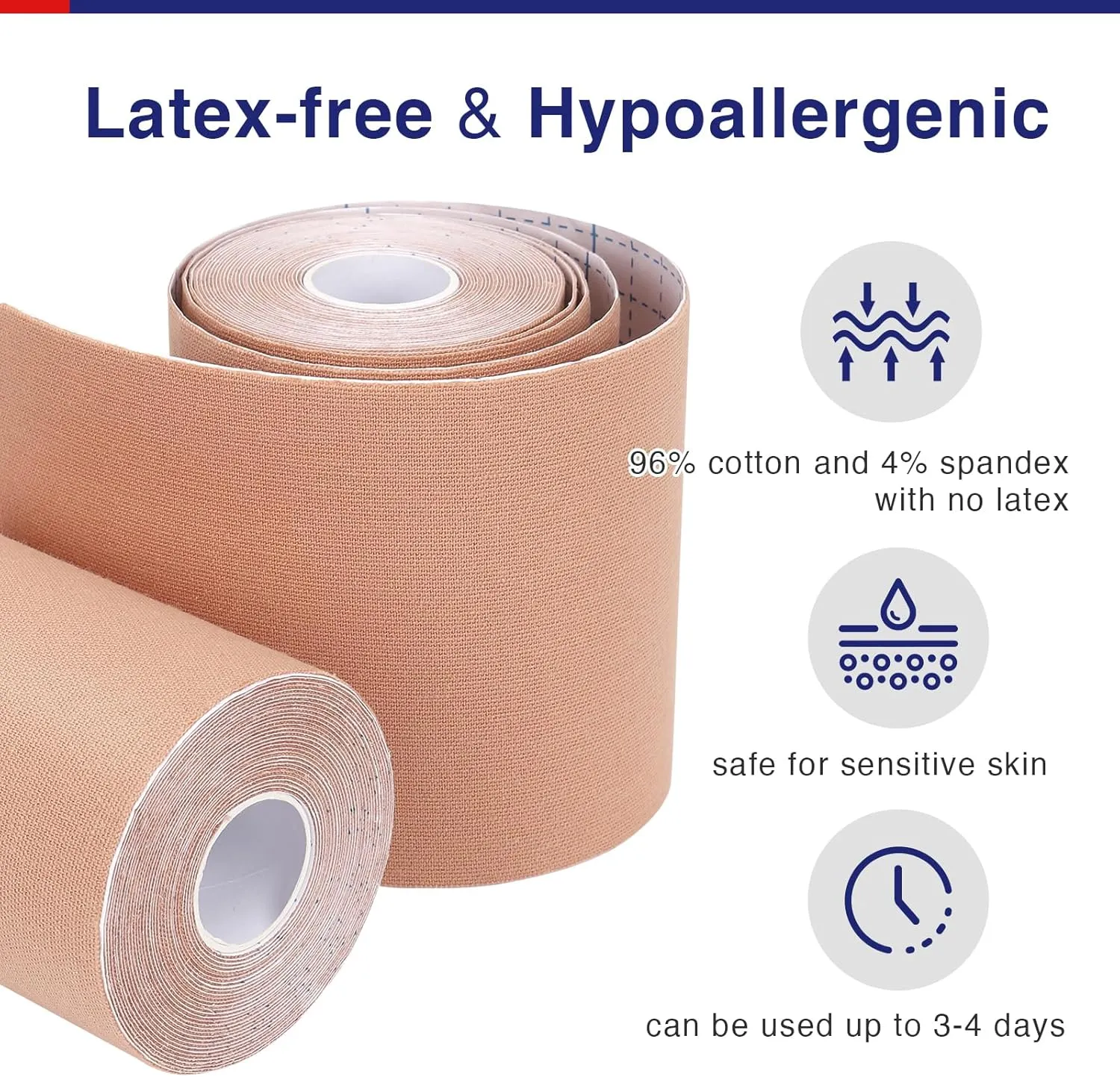 GALLOP Kinesiology Tape(2 Rolls) 4-inch Extra Wide, 16.4ft Each - Premium Elastic Muscle Support Tape (Beige（2 Roll   Bandage Scissors）)