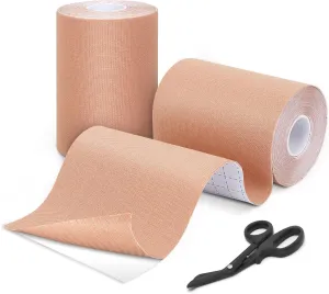 GALLOP Kinesiology Tape(2 Rolls) 4-inch Extra Wide, 16.4ft Each - Premium Elastic Muscle Support Tape (Beige（2 Roll   Bandage Scissors）)