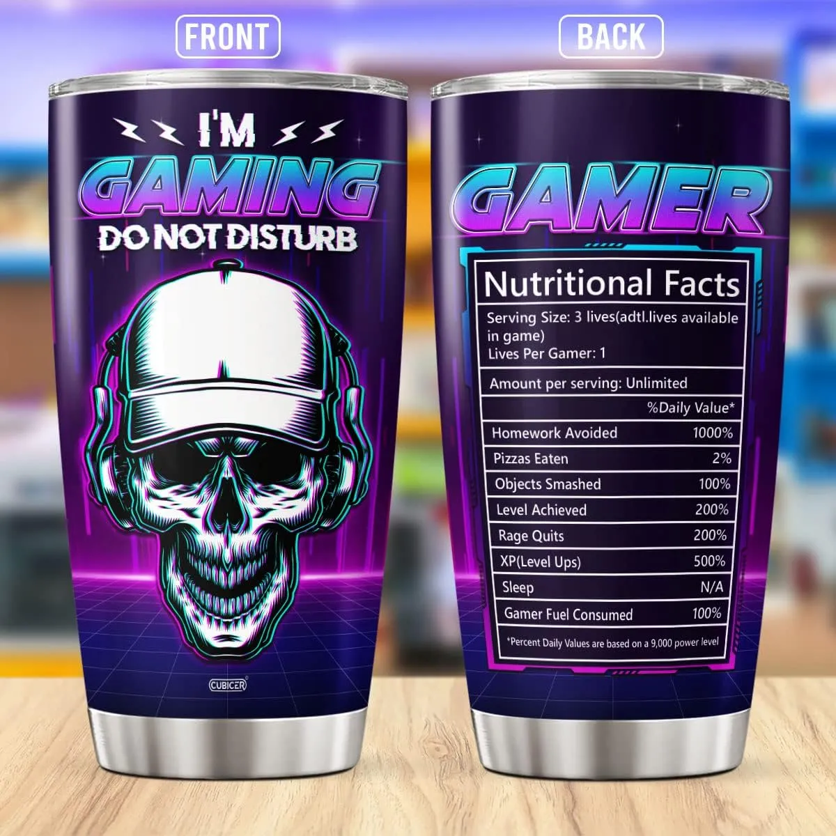 Gaming Coffee Tumbler 20 Oz Double Walled Stainless Steel Mug For Game Players Skull Gamer Gifts For Men Husband Father Him On Birthday Holiday Large Travel Insulated Cups