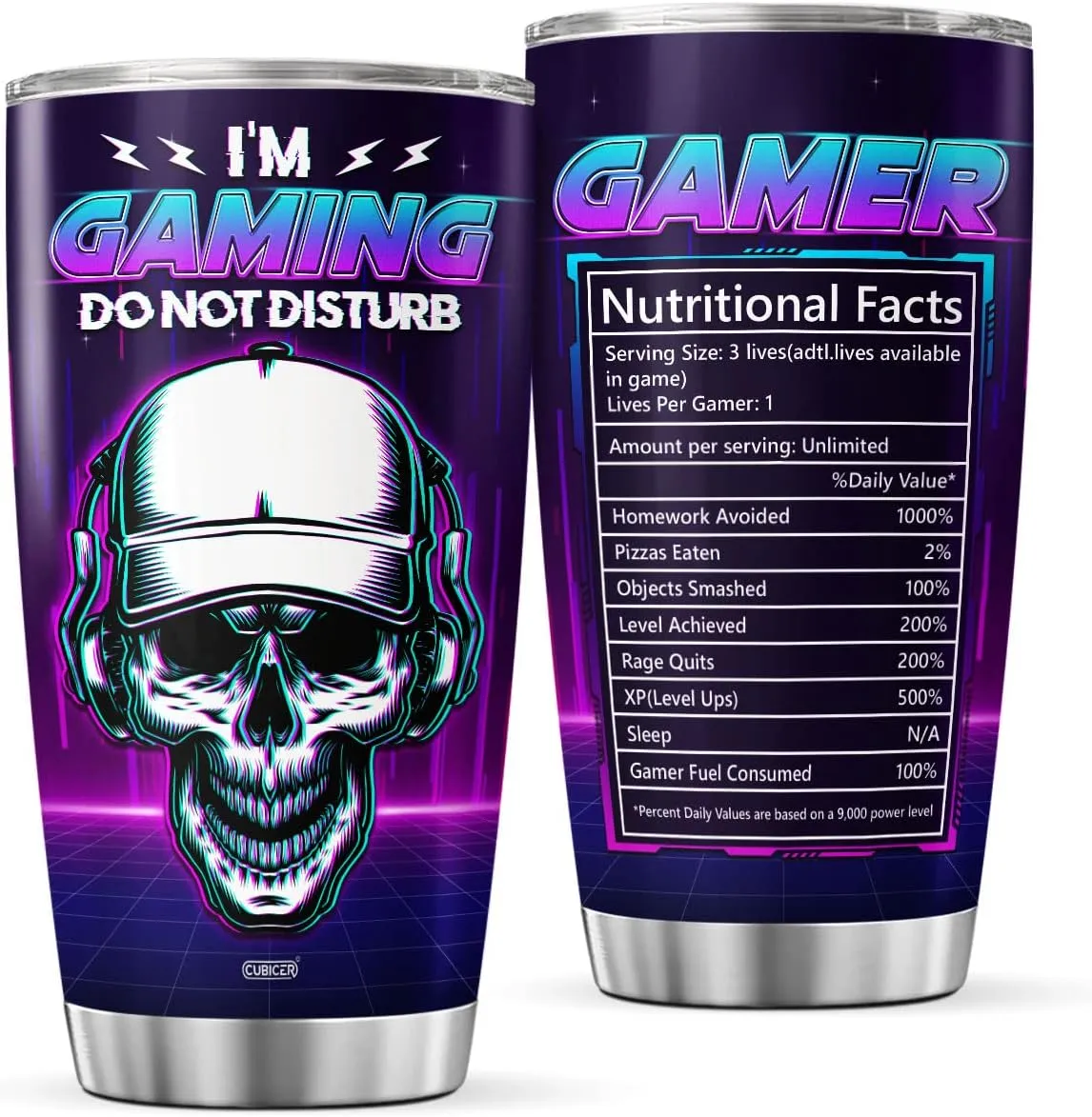 Gaming Coffee Tumbler 20 Oz Double Walled Stainless Steel Mug For Game Players Skull Gamer Gifts For Men Husband Father Him On Birthday Holiday Large Travel Insulated Cups