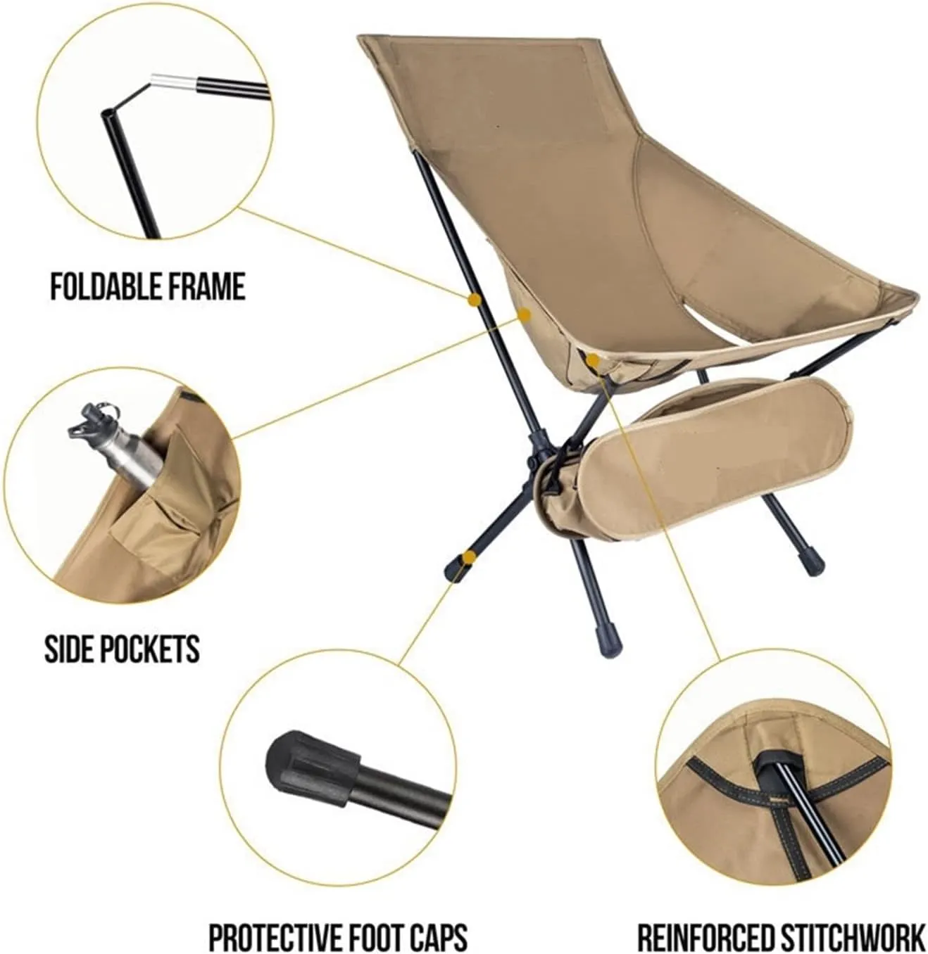 GaRcan Portable Camping Chairs Outdoor High Back Chair for Fishing Trekking BBQ Parties Gardening Indoor Use (Multicam)