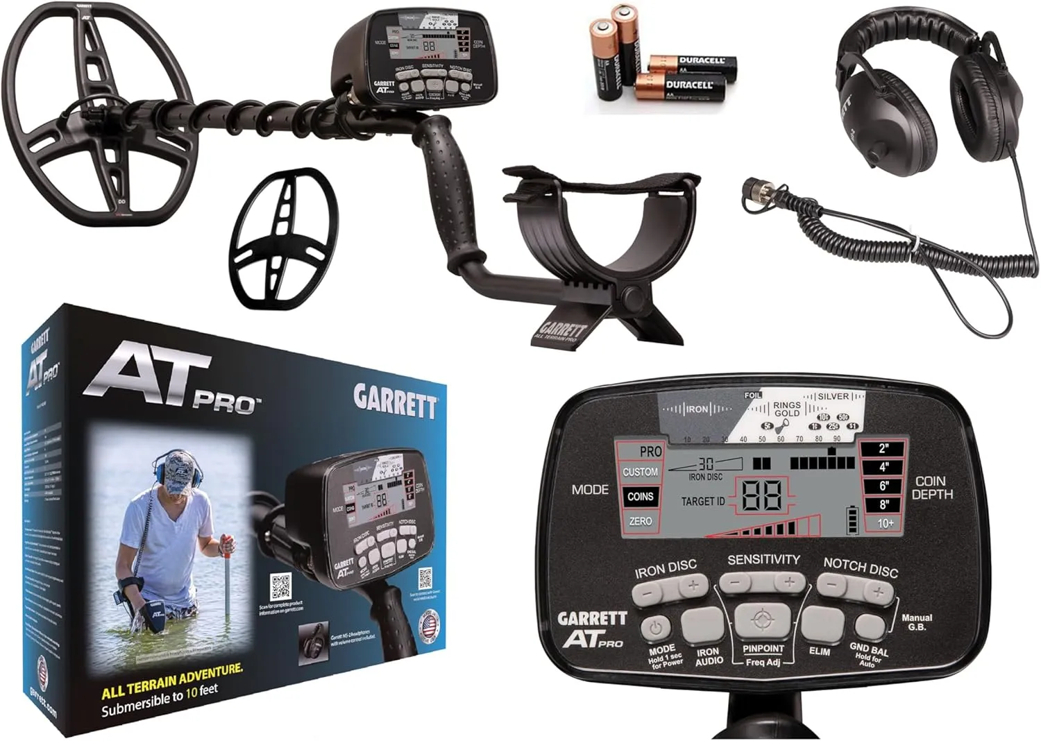 Garrett at Pro Metal Detector – Made in The USA - Waterproof to 10ft, Proportional Audio, Iron Audio, Fast Recovery, Digital Target ID, Includes MS-2 Headphones