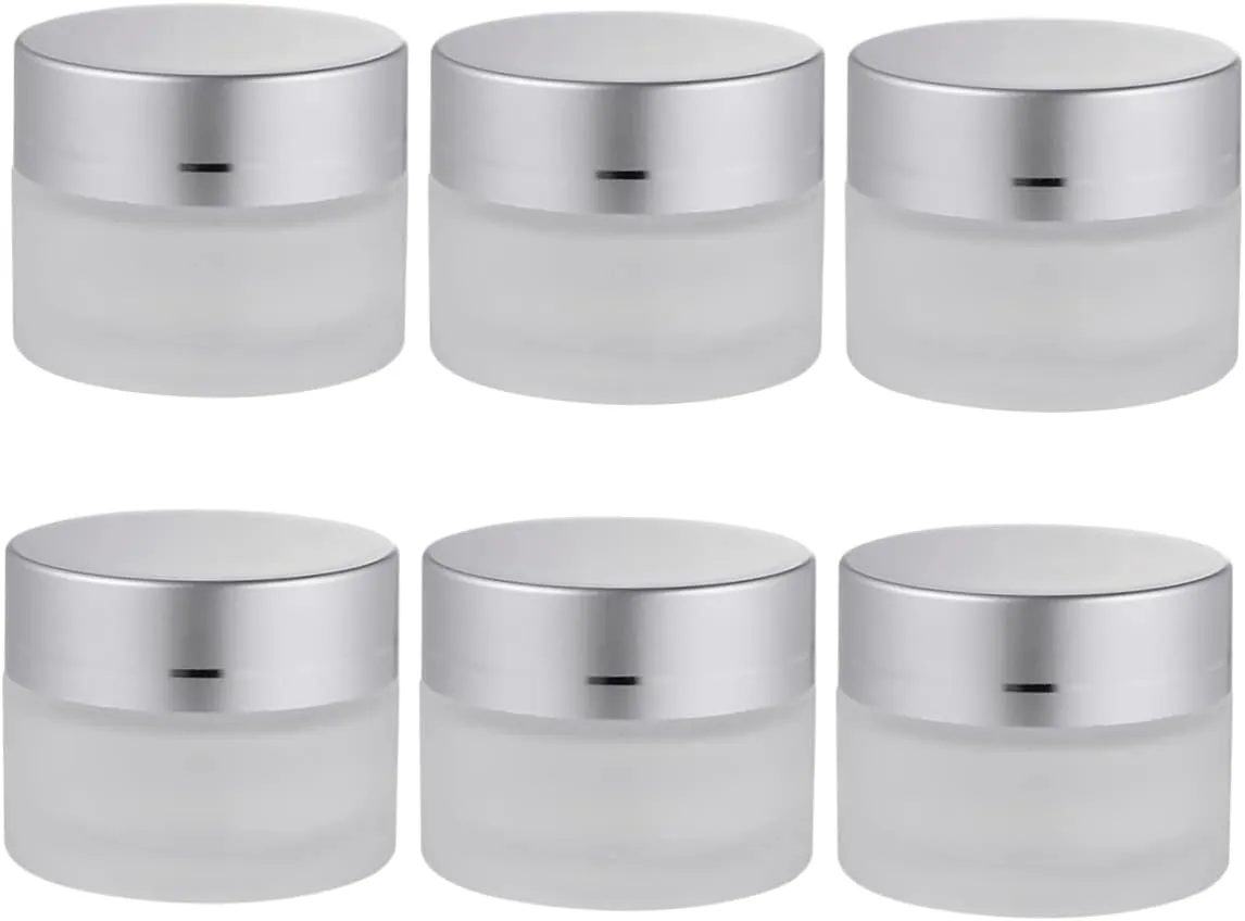 Gatuida 6Pcs Glass Cream Jar Empty Cosmetic Containers for Face Cream Makeup Storage Durable Jars for Home Use for Creams and Beauty Essentials