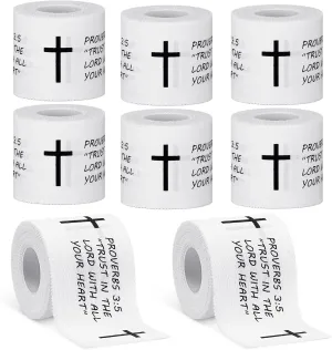 Geiserailie 8 Pcs Christian Athletic Tape with Cross Sports Tape 2in x 23ft Easy Tear Jesus Athletic Wrist Tape for Sports Trainers Gymnastics Boxing Athlete First Aid Injury Wrap