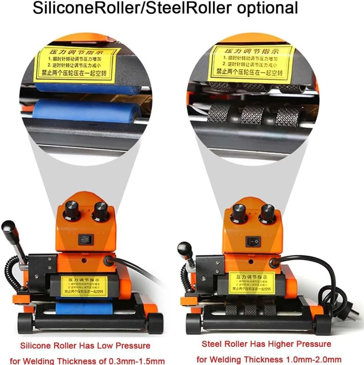 Geomembrane Welding Machine,1100w Plastic Membrane Hot Wedge Welder for Sealing Welding Pvc/EVA/Pe/Hdpe/Pp/Film Welding Machine,Silica Roller/Steel Roller(Double Pressure Roller) ,SteelRoller-10CM