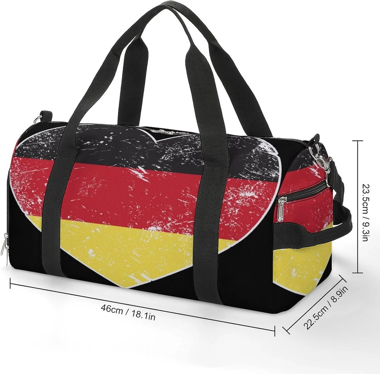 Germany Heart Shaped Retro Flag Gym Bag-Workout Organizer with Water Resistant Compartments for Gym Lovers, style-28-5