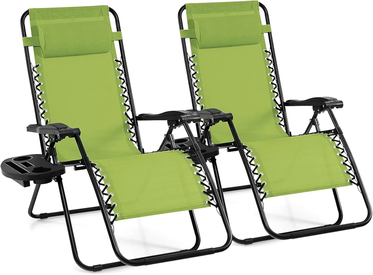Giantex 2 PCS Zero Gravity Chair, Outdoor Chaise Lounge with Cup Holder, Patio Folding Chairs Recliner for Yard Pool Lawn Balcony